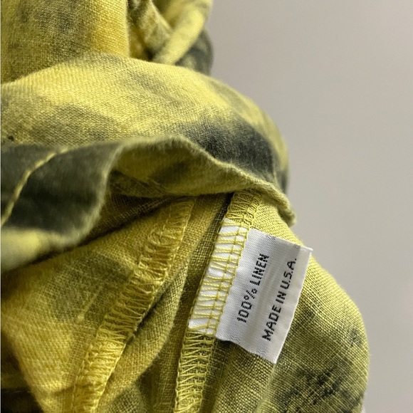 Bryn Walker Linen Yellow and Green Sleeveless Top Bohemian Festival Summer - Picture 4 of 7